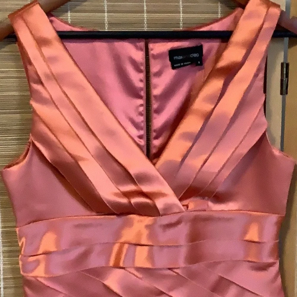 Max & Cleo Coral Satin Midi Dress - Picture 7 of 11
